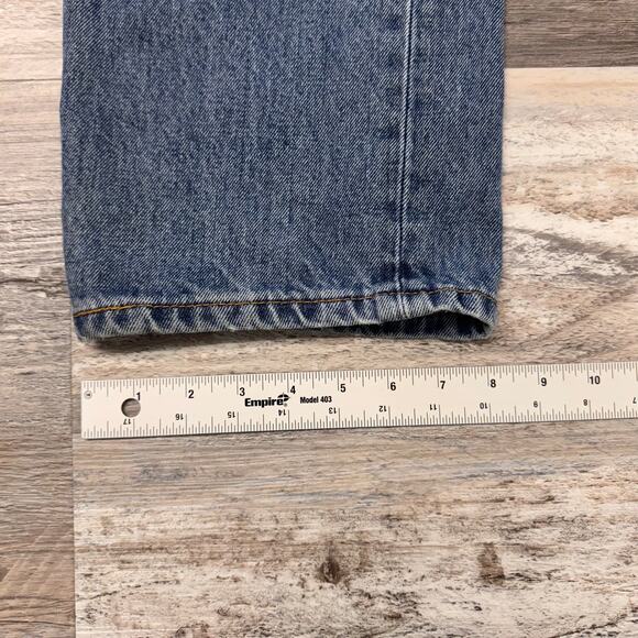 Levis 505 Red Tab Mid Wash Blue Mens 36x33 Regular Fit Straight Leg‎ Denim Jeans - Picture 9 of 10